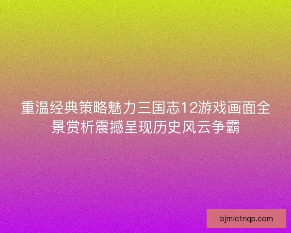 重温经典策略魅力三国志12游戏画面全景赏析震撼呈现历史风云争霸