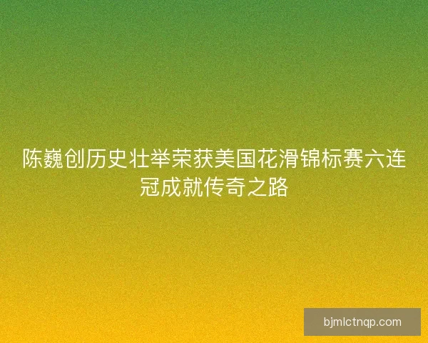 陈巍创历史壮举荣获美国花滑锦标赛六连冠成就传奇之路