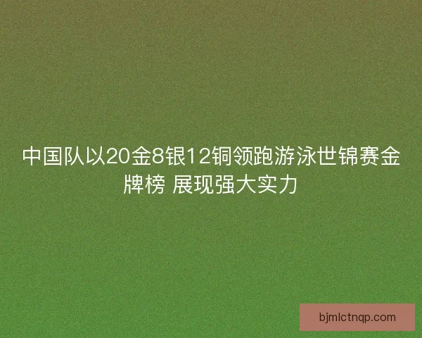 中国队以20金8银12铜领跑游泳世锦赛金牌榜 展现强大实力