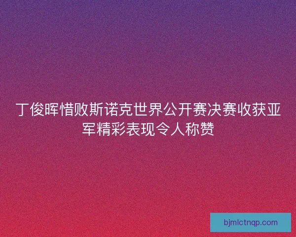 丁俊晖惜败斯诺克世界公开赛决赛收获亚军精彩表现令人称赞