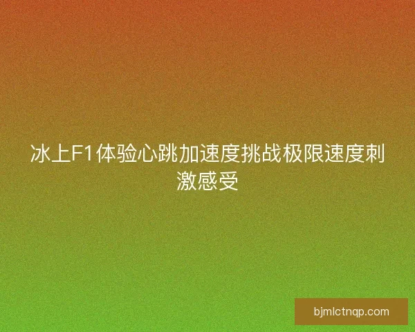 冰上F1体验心跳加速度挑战极限速度刺激感受
